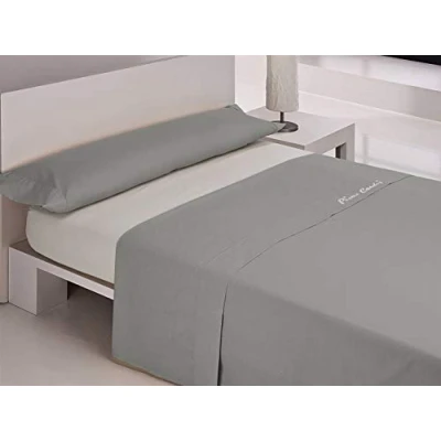 Imagen de Pierre Cardin Juego sábanas coralina Colorado 135 cm. Gris, 100Percent_poliéster, Cama de