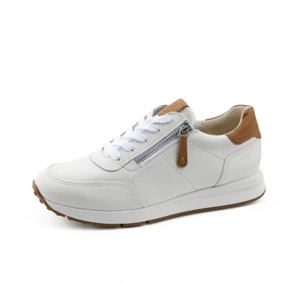 Imagen de Paul Green Mujer Zapatillas, señora Zapatillas Bajas,Plantilla Desmontable,Zapatos Bajos,Zapatos de Calle,de Ocio,Deportivos,Weiß (White/Simba),42 EU / 8 UK