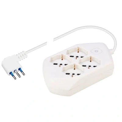 Imagen de POLY POOL PP2504XL Toma Múltiple Cuadrada con 4 Tomas P40 Multiestándar Regleta Multitoma Enchufe de ahorro espacio Grande 16A Eléctrica cable 1.5 m e Interruptor