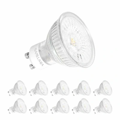 Imagen de Sanlumia Bombillas LED GU10, 6W = 75W Halógena, 530Lm, Blanco Cálido (3000K), Ultra Brillante, Iluminación de Techo para Cocina, Oficina, o Baño,100 ángulo haz， Paquete 10