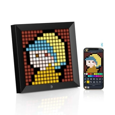 Imagen de Divoom Pixoo Marco de Fotos Digital con Control luz Ambiente 8,6 Pulgadas Reloj Inteligente LED Escritorio/Pared Lámpara Decorativa para Sala Juegos Decoración del hogar