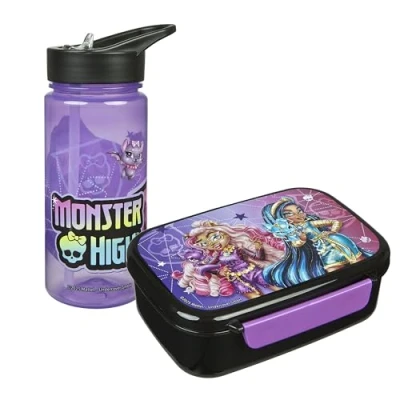 Imagen de Scooli Set de Regalo vajilla Infantil Monster High Compuesto por Fiambrera y biberón Ideal para el Colegio o la guardería a Partir 4 años plástico sin BPA