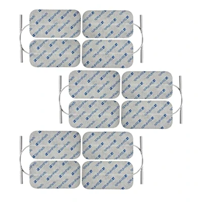 Imagen de StimPads Almohadillas para electrodos EMS y TENS, paquete de 12 unidades 50 x 90 mm con conector universal pin 2 mm, adhesivos fiables alta calidad, producto médico