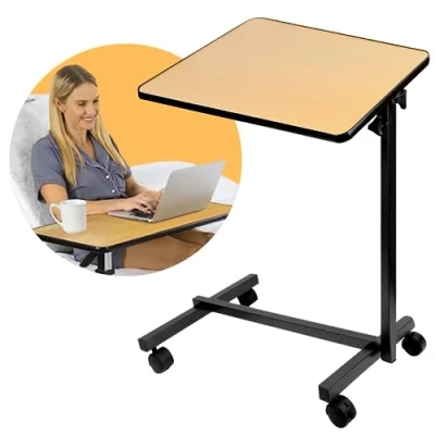 Imagen de OrtoPrime Mesa Auxiliar Plegable con Ruedas Madera Salón sofá y Cama Portátil Hospital Comer Ayuda Mayores Silla de ABATIBLE
