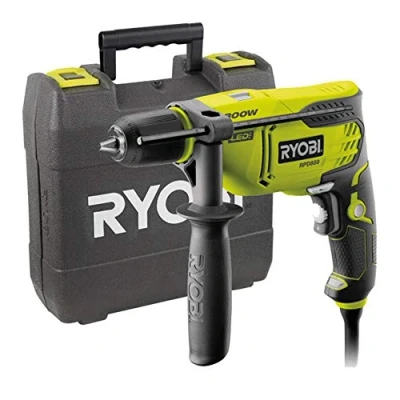 Imagen de RYOBI Taladro de Impacto con Cable 220V, 800W 1 Velocidad, Inversor Rotación, Preselector Velocidad Portabrocas 13mm Autoapriete Tope Profundidad LED Mango Auxiliar RPD800 K