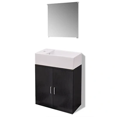 Imagen de vidaXL Juego Completo de Muebles Cuarto Baño con Lavabo 3 Piezas Negro