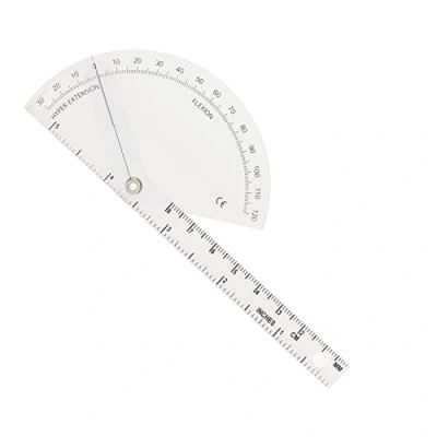 Imagen de Goniometro, Goniometro de 120 grados dedos plastico transparente ortopedico Regla angulo Protractor fisico para articulaciones rodilla