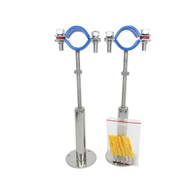 Imagen de Juego de 2 soportes pared acero inoxidable, soporte techo, tubo, tubo ajustable, abrazaderas para diámetro exterior 38 mm a 40 …