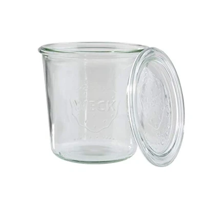 Imagen de APS 2 tarros originales WECK 580 ml con tapa, Ø 11 cm, H: tarro de conserva, decorativo, postre, almacenamiento, apto para el lavavajillas
