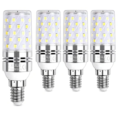Imagen de SAUGLAE LED Maíz Bombilla 12W, 100W Incandescente Equivalentes, 6000K Blanco Frío, E14 Tornillo Edison Pequeño, 1450lm, 4 Pack