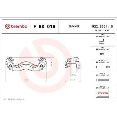 Imagen de Juego de soportes pinza freno BREMBO F BK 016