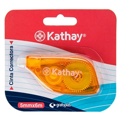 Imagen de Kathay 86028599. Cinta Correctora de Escritura Roller 5mmx6m, Colores Aleatorios: Verde y Amarillo, Alta Adherencia Seguridad
