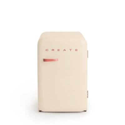 Imagen de CREATE / RETRO FRIDGE 83.5 TERRACOTA/Frigorífico blanco roto maneta terracota 98W, bajo consumo, 2 estantes, regulador temperatura, botellero, 56x54x84cm