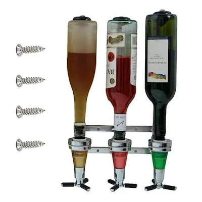 Imagen de Ianulus Dispensador de Vino Pared, 3 bBotellas Vino, Óptico Pared para Bebidas Espirituosas Cócteles, Bar, Vinos Mixtos, Cocina (30 ml)