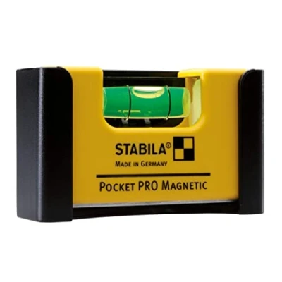 Imagen de STABILA Mininivel espiritual magnético Pocket PRO con clip para cinturón, 7 cm, fuerte imán de tierras raras, 1 nivel horizontal, fabricado en Alemania, amarillo, 15 x 8 20 cm