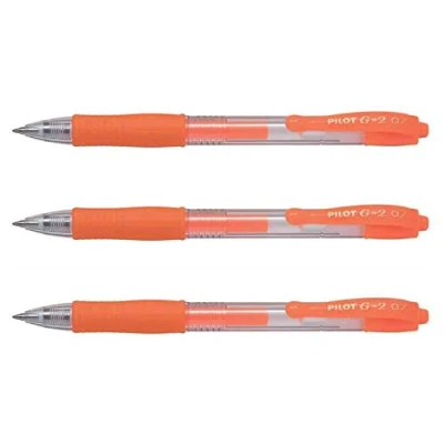 Imagen de Pilot Lote de 3 bolígrafos tinta gel G2 07 Neón, color naranja neón