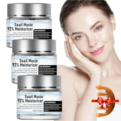 Imagen de Crema Baba de Caracol Facial, Hidratante Facial Mujer, Advanced Snail 92 Crema, Mucin Mucina Reafirmante y Rebozante (3 Bottles)