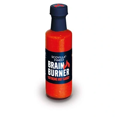 Imagen de Scovilla &#039;s Finest Brain Burner 100 ml Salsa de chile extremadamente afilada con Trinidad Scorpion &amp; Carolina Reaper caliente