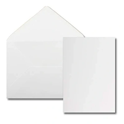 Imagen de Juego de 25 tarjetas con sobre, tamaño DIN A5, 14,8 x 21 cm, color blanco brillante, sobres C5, 15,4 22 adhesivo en húmedo