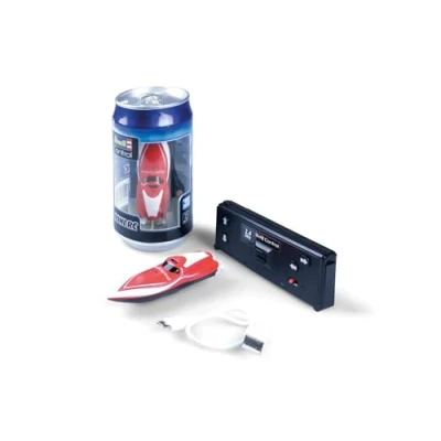 Imagen de Revell Control I Mini RC Boot rojo 2.4 GHz remoto Embalaje lata a prueba de explosión Incluye batería y cargador Longitud 7,5 cm Idea regalo partir 8 años