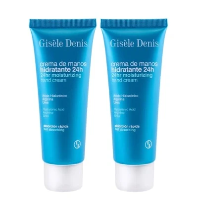 Imagen de GISÈLE DENIS Crema de Manos Hidratante 24 horas, 2x75 ml, con Ácido Hialurónico, Arginia y Urea, Absorción Rápida, Hidratación Suavidad, Fórmula Innovadora, Textura Suave