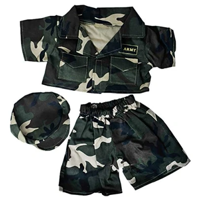 Imagen de Teddy Mountain Conjunto del ejército con Gorra, Oso de Peluche (40,64 cm)