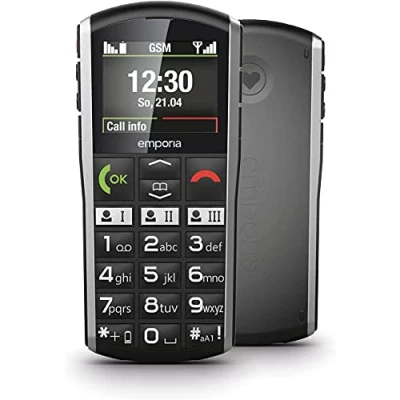 Imagen de Emporia Simplicity Teléfono móvil para Personas Mayores, Volumen Alto, Pantalla de 2 Pulgadas a Color, Teclas Grandes, botón SOS, Base Carga, M4/T4 Compatible con los audífonos, Negro (Italia)