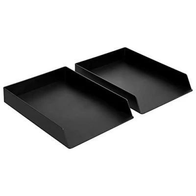 Imagen de Amazon Basics Organizador de plástico, Rectangular bandeja para cartas, 24 x 32 5 cm, paquete 2, Negro