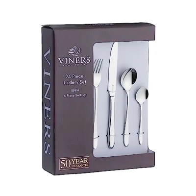 Imagen de Viners Eden Elegante Caja de Regalo con Espejo Pulido, Acero Inoxidable, Juego 24 Piezas, Piece Set