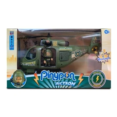 Imagen de Pinypon Action Helicóptero de Las Fuerzas Especiales, vehículo con polea y Luces, 1 Figura más 8 Accesorios, Juguete complementario, Desde 4 años, Famosa (PNC51000)
