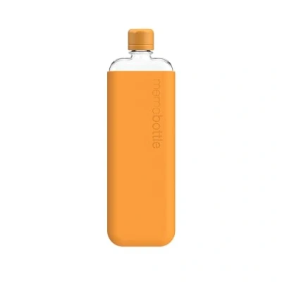Imagen de memobottle Paquete SLIM (mandarina) Botella de 15 onzas (450 ml) silicona y tapa agua elegante, delgada plana para bolsas portátiles Tritan sin BPA Moderna,