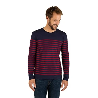 Imagen de Armor Lux Marinière Port Louis Héritage Homme Camiseta de Manga Larga, Azul (455 Navire/Braise 455), X Large para Hombre