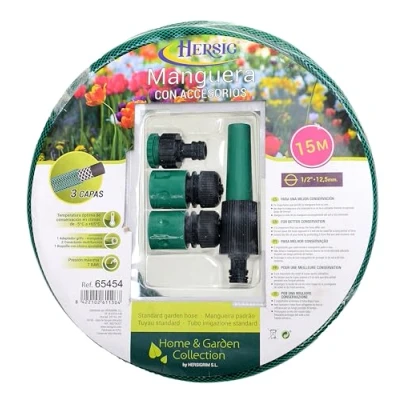 Imagen de HERSIG Manguera Jardin 20 Metros (Verde 5/8 Ø15 mm) Mangueras de Agua con 3 Capas Presión 7 BAR Jardín Flexible y Resistente Accesorio Uso Exterior