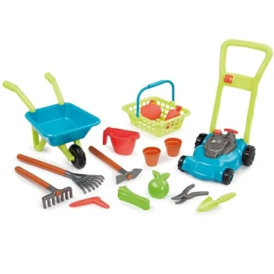 Imagen de Juguetes Ecoiffier 4585 Super pack jardín 3 en 1: recortadora, carretilla recortada, cesta y accesorios de jardinería Herramientas para niños Juego al aire libre a partir 18 meses