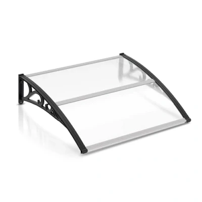 Imagen de EINFEBEN Marquesina para puerta de casa, 120 x 100 cm, toldo transparente policarbonato, 5 mm, soporte polipropileno, exterior, protección solar y lluvia