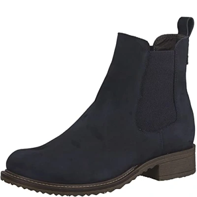 Imagen de Tamaris Mujer Botines, señora Botas Chelsea,TOUCHit,Botas,Medias Botas,botín,Bota de Deslizamiento,Plano,Navy,37 EU