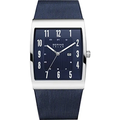 Imagen de BERING Hombre Análoga Solar Reloj de Pulsera colección con Acero Inoxidable Cristal Zafiro, Azul/Plata