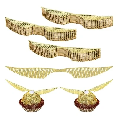 Imagen de Cupcake Toppers Decoración,50 Piezas Decoración para Tartas Harry Potter Alas Doradas con Purpurina de Chocolate Fiestas