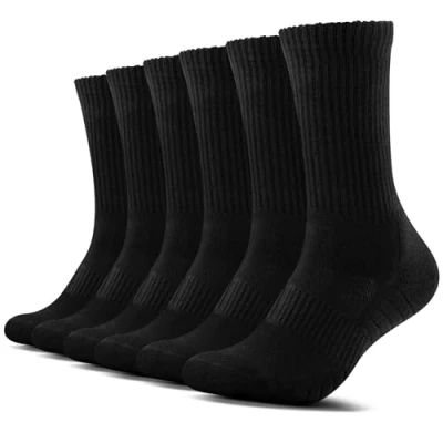 Imagen de TUUHAW 6 Pares Calcetines Hombres Mujer de Algodón para Deporte Negro 47 50