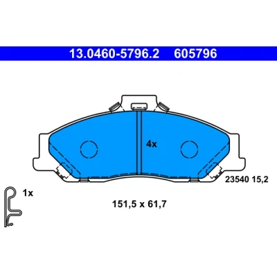 Imagen de ATE 13.0460 5796.2 Juego de pastillas freno con avisador acústico desgaste accesorios FORD: Ranger Mk2, MAZDA: BT 50 Pick up