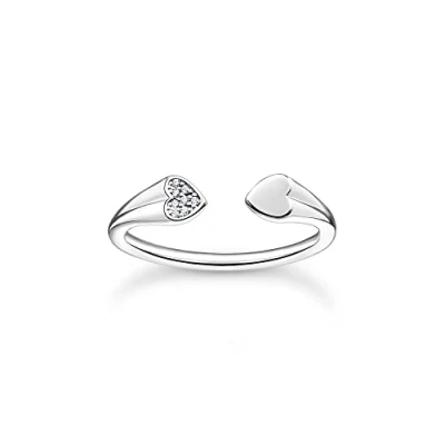 Imagen de THOMAS SABO Anillo de Plata ley 925 con corazones TR2392 051 14 para mujer, 50 cm, ley, Zirconia cúbica