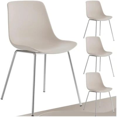 Imagen de TecTake® Sillas de Comedor Modernas, diseño ergonómico con Respaldo Alto, Estructura plástico, Patas Acero Cromado, Comedor, Cocina, Silla nordica 4 Gris Topo