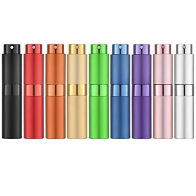 Imagen de Toureal atomizador de perfume aluminio 8 ml recargable vacío, viaje, botella viaje para viajes (9 colores)