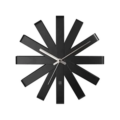 Imagen de Umbra Ribbon Reloj de pared decorativo, Acero, Negro