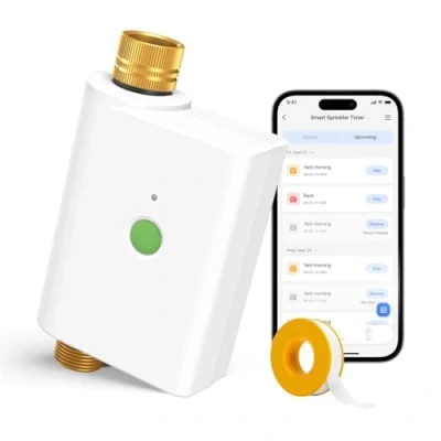 Imagen de Meross Programador Riego WiFi con Monitorización del Consumo Agua (Hub MSH400 Requerido), Temporizador Automático Compatible Apple Home, Alexa y Google Control por Voz Gestión Remota