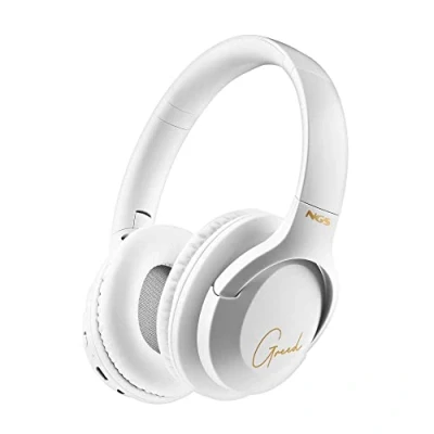 Imagen de NGS Artica Greed White Auriculares Supraaurales Inalámbricos, Compatibles con Tecnología Bluetooth, Ligeros y Plegables, Micrófono Incorporado, 40h de Batería, Color Blanco
