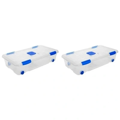 Imagen de AC Pack de 2 Cajas ordenación plástico Transparente N.º 11. Contenedor para almacenar Juguetes, Libros, Ropa, Mantas. Capacidad 30 litros. Dimensiones Aprox.: 73,2 x 41,2 17 cm