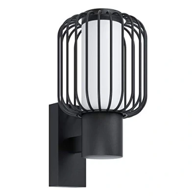 Imagen de Eglo Ravello, lámpara de pared para exteriores, 1 foco, moderna acero galvanizado en negro y plástico blanco, exterior con casquillo E27, IP44