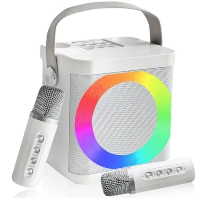 Imagen de máquina de Karaoke, Karaoke portátil con micrófonos inalámbricos para Adultos y niños, Altavoz Bluetooth Sistema PA, Luces LED, Fiesta en casa/KTV, al Aire Libre, Viajes
