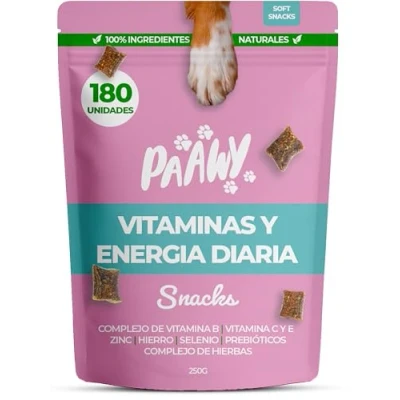 Imagen de Paawy DailyBoost Snacks 29 Vitaminas, Minerales &amp; Hierbas Multivitamínico para Perros Complejo de Vitaminas B B1, B2, B3, B5, B6, B7, B9, B12 con Prebióticos